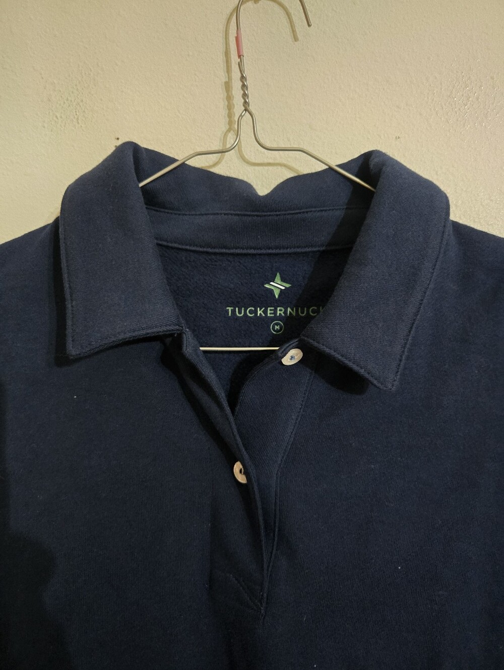 Tuckernuck Navy Polo Sweater with White Stripe Trim - Picture 3 of 6